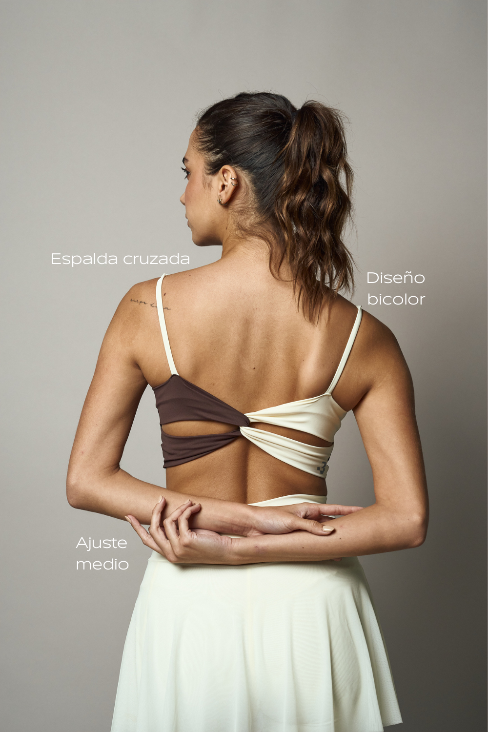 DUALITY TOP - LUMINOUS IVORY & ROOTED BROWN